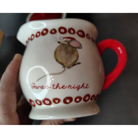 Magenta Rae Dunn Twas the Night Before Christmas Mouse Creamer, Sugar with Lid - Picture 2 of 3